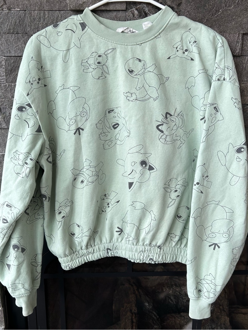 H&M Mint Green Pokemon Print Crewneck Sweatshirt
